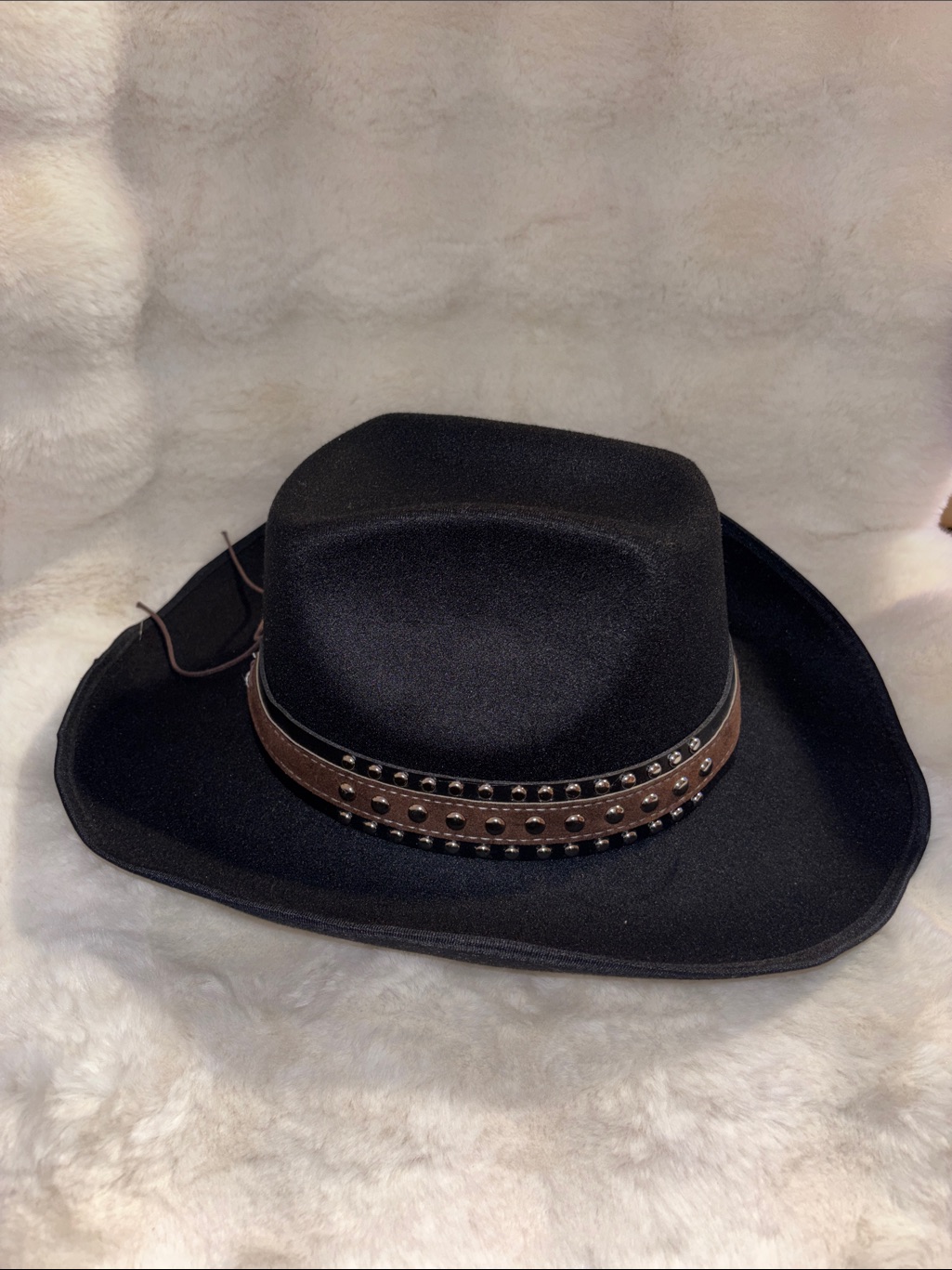Black Western Cowboy Hat With Studded Brown Band